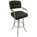 Winston Porter Swivel Extra Tall Bar Stool 34" - M-114 - Sanora Brown - Beige Natural Upholstered/ in Black/Brown/White | Wayfair