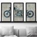 Williston Forge Lets Roll II Grunge - 3 Piece Picture Frame Graphic Art Plastic/Acrylic in Blue/Gray | 52.5 H x 33.5 W x 1 D in | Wayfair