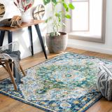 Mattapan 8'11" x 12'4" Traditional Aqua/Cream/Dark Blue/Medium Green/Olive/Orange/Yellow/Navy Area Rug - Hauteloom