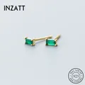 INZATT-Boucles d'oreilles minimalistes en argent regardé 925 pour femme bijoux fins carré