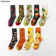 DaiShana-Chaussettes en coton pour femmes dessin animé chien poulpe fleur plante Kawaii