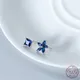 WANTcloser-Boucles d'oreilles carrées à cinq pétales en cristal bleu coréen pour femme bijoux en