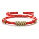 Bracelet de perles de cuivre tibétain pour hommes et femmes ULrouge tressée nœuds faits à la main