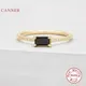 CANNER-Bague carrée en diamant noir pour femme 100% argent regardé 925 matiques en or bijoux fins