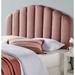 Burney Scalloped Heather Pink Velvet Upholstered King/California King Size Headboard