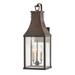 Hinkley Beacon Hill Collection Three Light Outdoor Large Wall Mount Lantern, Blackened Copper