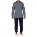 Hom Men's POP Art Long Sleepwear Pajama Set, Haut: Imprimé Monogramme Multico, Bas: Marine Uni, XL