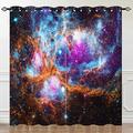 YUANZU Galaxy Curtains for Kids Bedroom, Space Nebula Starry Sky Stars 3D Pattern Microfiber Blackout Fabric Eyelet Window Drapes for Kids Nursery Playroom W140cm (55") x D183cm (72") 2 Panels