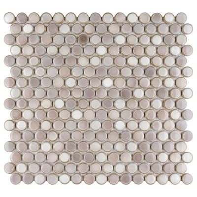 Merola Tile Hudson Penny Round Dove Grey 11-7/8" x 12-5/8" Porcelain Floor and Wall Tile