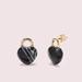 Kate Spade Jewelry | Kate Spade Heart Stone Lock Stud Earrings | Color: Black | Size: Os