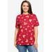 Plus Size Women's Disney Mickey Minnie Mouse T-Shirt All-Over Print Christmas by Disney in Red (Size 3X (22-24))
