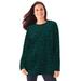 Plus Size Women's Plush Velour Tunic Sweatshirt by Woman Within in Emerald Green Floral Paisley (Size 3X)