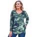 Plus Size Women's Washed Thermal V-Neck Tee by Woman Within in Pine Pretty Tie Dye (Size 18/20) Shirt