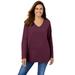 Plus Size Women's Perfect Long-Sleeve V-Neck Tee by Woman Within in Deep Claret (Size M) Shirt