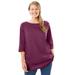 Plus Size Women's Perfect Elbow-Sleeve Boatneck Tee by Woman Within in Deep Claret (Size 1X) Shirt