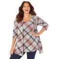 Plus Size Women's Impossibly Soft Cardigan & Tank Duet by Catherines in Gunmetal Plaid (Size 1X)