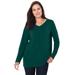Plus Size Women's Perfect Long-Sleeve V-Neck Tee by Woman Within in Emerald Green (Size 4X) Shirt