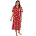 Plus Size Women's Long Print Sleepshirt by Dreams & Co. in Classic Red Winter Snow (Size 3X/4X) Nightgown