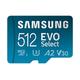 Samsung EVO Select (2021) microSD-Karte + SD-Adapter, 512 GB, Speicherkarte für Smartphone und Tablet, UHS-I U3, Full HD, 130 MB/s Lesen, MB-ME512KA/EU