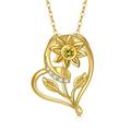 SISGEM 9 ct Gold Heart Necklace, Solid Yellow Gold Mother and Daughter Pendant Necklace, Gold Garnet Necklace, for Women Girls Ladies Mum Sisters, 16"+1"+1" (J - Sunflower B)