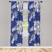 East Urban Home Microfiber Floral Semi-Sheer Rod Pocket Curtain Panels Microfiber in Green/Blue | 28" W x 95" L | Wayfair