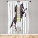 East Urban Home Microfiber Floral Semi-Sheer Rod Pocket Curtain Panels Microfiber in White/Black | 63 H in | Wayfair