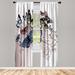 East Urban Home Microfiber Floral Semi-Sheer Rod Pocket Curtain Panels Microfiber in White/Brown | 95 H in | Wayfair