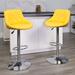 Wrought Studio™ Occoquan Vinyl Bucket Seat Adjustable Height Barstool w/ Diamond Pattern Back Upholstered/Metal in Yellow | 18.5 W x 19 D in | Wayfair