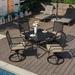 Zebadiah Canora Grey Patio Dining Set 5 Pieces Outdoor Furniture Set, 4 X Swivel Chairs w/ 1 Umbrella Table For Outdoor Garden Backyard Pool | Wayfair