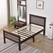 Red Barrel Studio® Twin Solid Wood Platform Bed w/ Headboard Wood in Brown/Green | 39 H x 42 W x 79 D in | Wayfair 7D66DAD0616F407CB2DCB61E0CF5AA9F