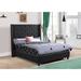 Red Barrel Studio® 63 Inch Extra Tall Tuffted Headboard Platform Bed w/ Nail Head Trim Performance /Upholstered in Black | 63 H x 82 D in | Wayfair