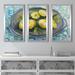 Rosalind Wheeler Lemons - 3 Piece Picture Frame Painting Plastic/Acrylic in Blue/Gray/Yellow | 40.5 H x 25.5 W x 1 D in | Wayfair