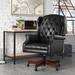 Steelside™ Swain Faux Leather Task Chair Wood/Upholstered in Black | 46.5 H x 28.5 W x 31.5 D in | Wayfair 2AF061C4EB64463397B35AD878B9B5B0