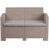 Beachcrest Home™ Alderman Faux Rattan Loveseat w/ All-Weather Cushions Plastic in Gray | 30 H x 47 W x 27 D in | Outdoor Furniture | Wayfair