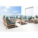 Beachcrest Home Chonie 9 Piece Sectional Seating Group w/ Cushions Wood/Natural Hardwoods in Brown/White | Outdoor Furniture | Wayfair