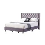 Willa Arlo™ Interiors Fabiola Tufted Low Profile Standard Bed Upholstered/Velvet in Gray | 50 H x 82 W x 86 D in | Wayfair
