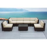 Orren Ellis Barneveld Wicker 6 - Person Seating Group w/ Cushions - No Assembly Synthetic Wicker/All - Weather Wicker/Wicker/Rattan in Brown | Outdoor Furniture | Wayfair