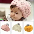 Béret en coton tricoté au crochet pour bébé fille bonnet chaud pour enfant mignon nouveau hiver