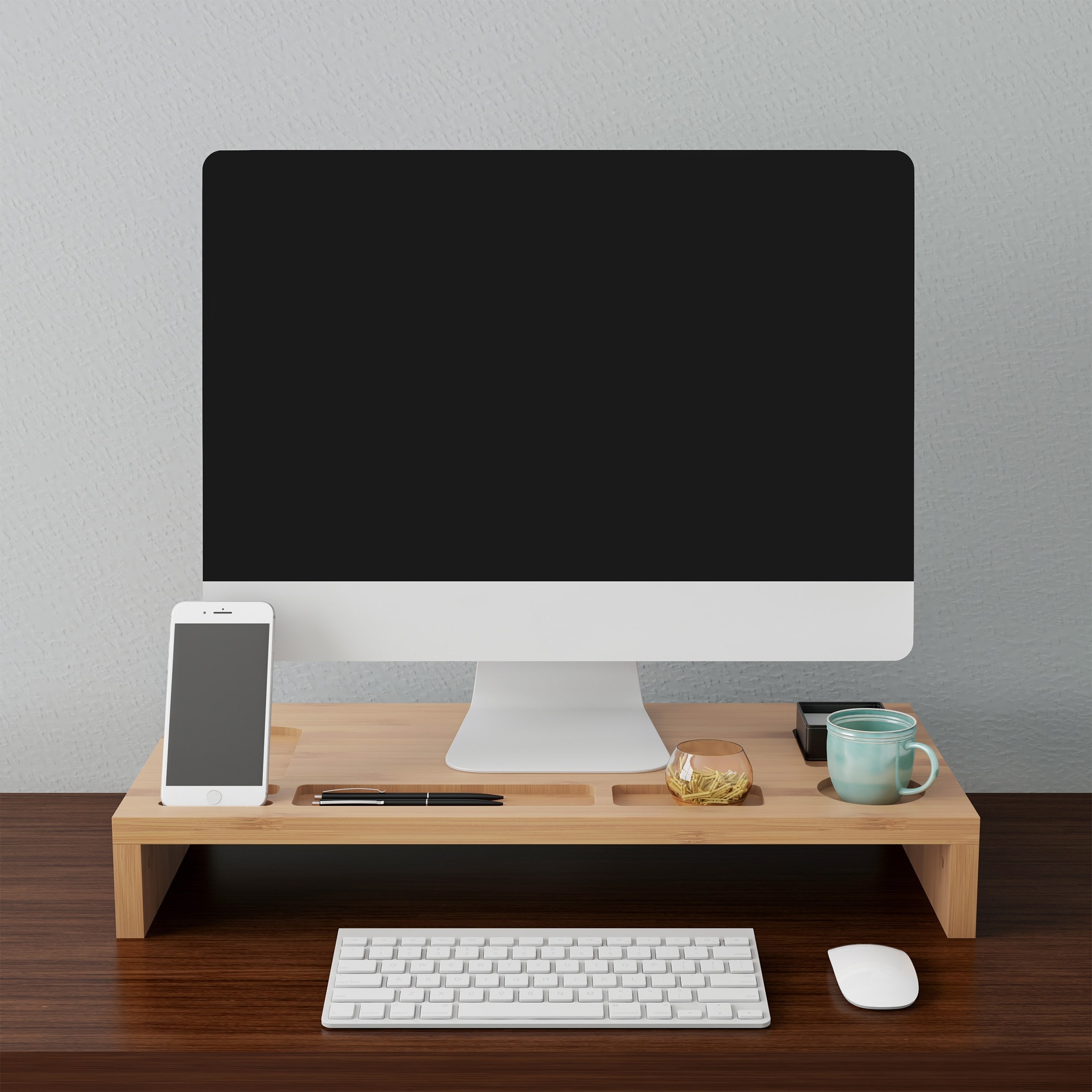 Monitor Stand- Wooden Eco-Friendly Bamboo Desk Organizer Laptop Riser or PC Computer Shelf by Lavish Home