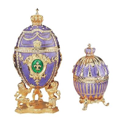 Design Toscano 'Fleur-de-lis' Romanov-style Collectible Hand-painted Enameled Eggs (Set of 2)
