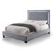 Silver Orchid Berger LED Headboard Light Grey Upholstered Platform Bed