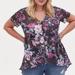 Torrid Tops | Dark Slate Grey Floral Chiffon Babydoll Tunic | Color: Gray/Purple | Size: 3x