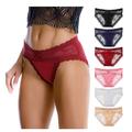 LEVAO Women Lace Underwear Sexy Breathable Hipster Panties Stretch Seamless Bikini Briefs 6 Pack - - Large