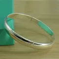 Bracelet ouvert en argent regardé 925 pour femme bracelet rond simple brillant solide mariage