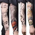 Faux Manches de Tatouage Temporaire Extensible en Nylon pour Homme et Femme Chauffe-bras Peau