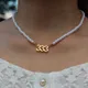 Collier en Acier Inoxydable pour Femme Bijoux Boho Tour de Cou en Perles Numéro d'Ange Joker