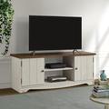 August Grove® Piumafua Solid Wood TV Stand for TVs up to 58" Wood in White/Brown | 20.12 H in | Wayfair F3F06B389C434B6DAAAF794C4FD01C96