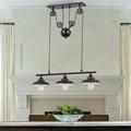 Williston Forge 3-light Pulley Pendant Light, rustic Kitchen Island Lights w/ Shades, adjustable Hanging Height | 32.2 H x 37.5 W x 8.66 D in | Wayfair