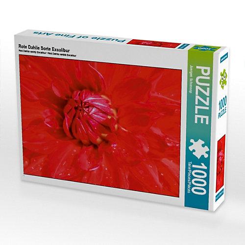 Puzzle CALVENDO Puzzle Rote Dahlie Sorte Excalibur - 1000 Teile Foto-Puzzle glückliche Stunden Kinder