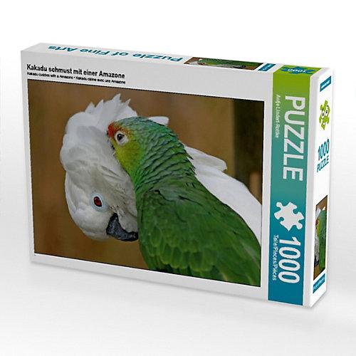 Puzzle CALVENDO Puzzle Kakadu schmust mit einer Amazone - 1000 Teile Foto-Puzzle glückliche Stunden Kinder
